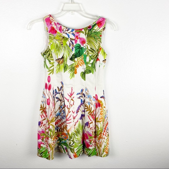 ZARA Basic Floral Tropical Pleated Sleeveless Lined Dress, Size Medium - Picture 1 of 12